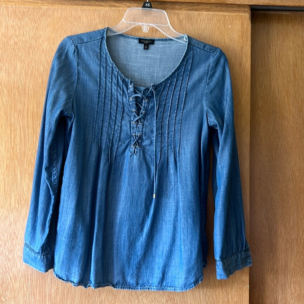 Talbots long sleeve SP jean shirt